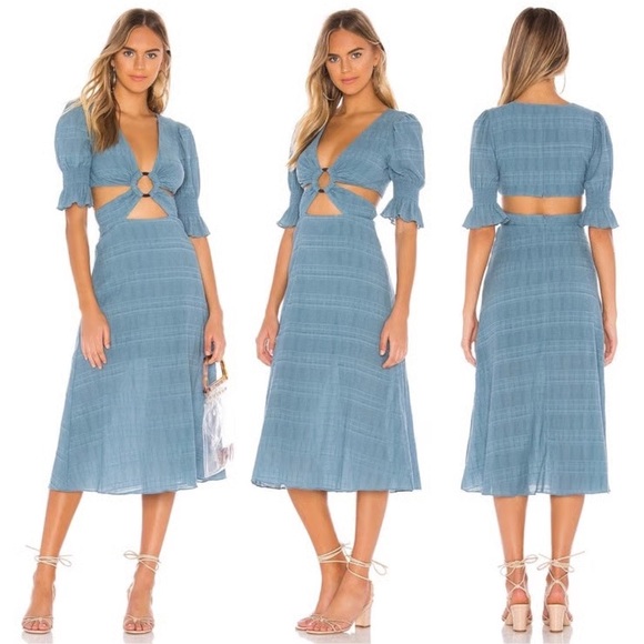 Tularosa Teal Cut-Out Midi Dress - Picture 2 of 7